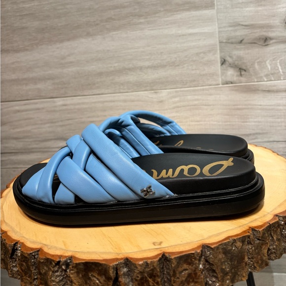 Sam Edelman Vaugn True Blue/Seville Nappa Leather slide Sandals sz 5.5 like new! - Picture 3 of 8